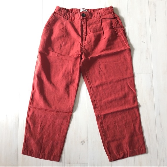 Pull & Bear Copper Red Relax Fit Ankle Pants - Picture 1 of 5